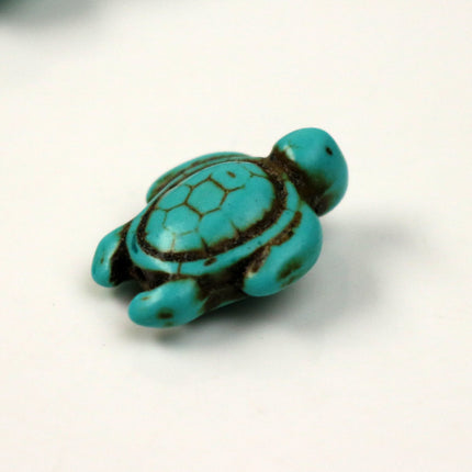 25 pcs Turtle Beads Howlite Turquoise Turtle Pendant - 15x19mm 7mm thickness