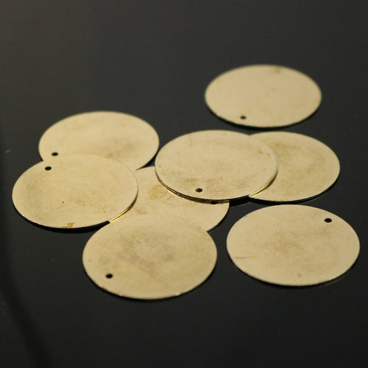 10 pcs BRASS Blanks Disc - 1 inch (25mm) 0.5mm 24G 24 Gauge thickness RAW Brass Gold Stamping Blanks - Metal Flat Discs Tags