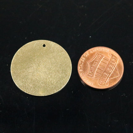 2 pcs BRASS Blanks Disc - 1 inch (25mm) 0.5mm 24G 24 Gauge thickness RAW Brass Gold Stamping Blanks - Metal Flat Discs Tags