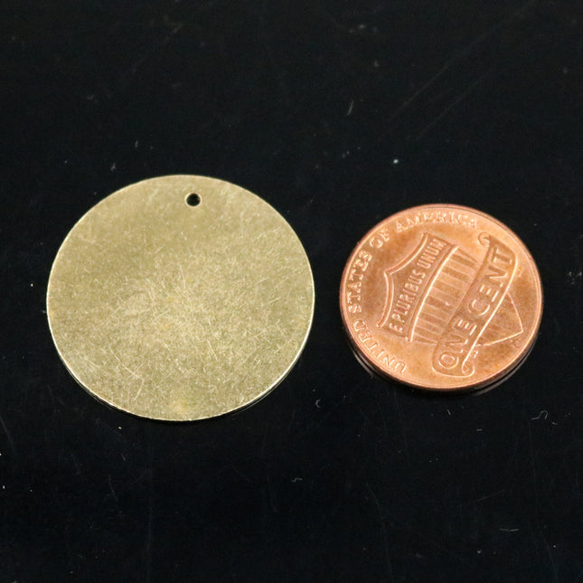 10 pcs BRASS Blanks Disc - 1 inch (25mm) 0.5mm 24G 24 Gauge thickness RAW Brass Gold Stamping Blanks - Metal Flat Discs Tags