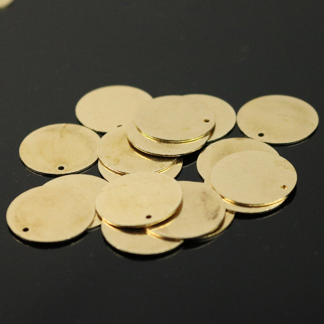 10 pcs BRASS Blanks Disc - 3/4 inch (18mm) 0.5mm 24G 24 Gauge thickness RAW Brass Gold Stamping Blanks - Metal Flat Discs Tags