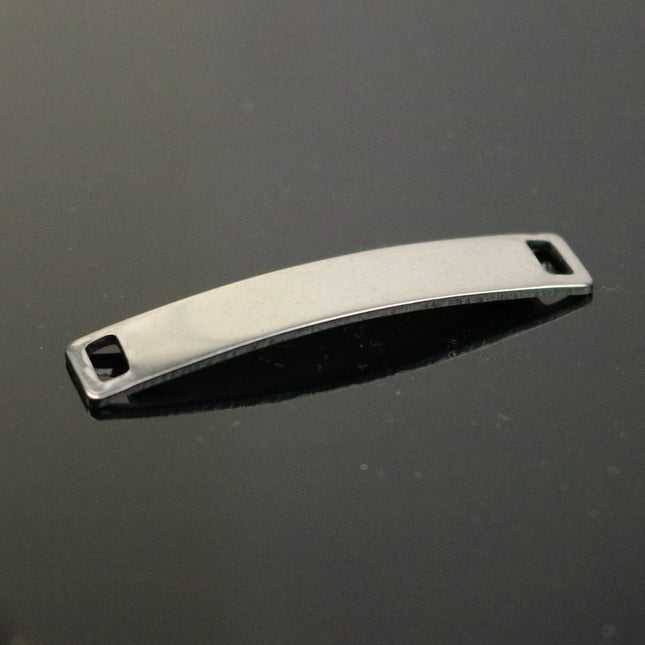 5 pcs Stainless Steel Bracelet Tags Stamping Link Blanks - about 7x38.5mm Rectangle Blank Message Metal Bar
