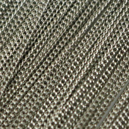 32 ft Reel Rhodium Plated FACET Tiny curb chain - 1.3mm soldered link - FREE adequate jump ring (20 pcs) - 1.3F
