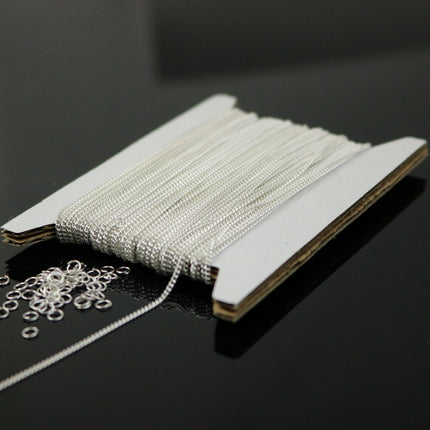 100 ft Reel Sterling Silver Plated FACET Tiny curb chain - 1.3mm soldered link - FREE adequate jump ring (100 pcs) - 1.3F