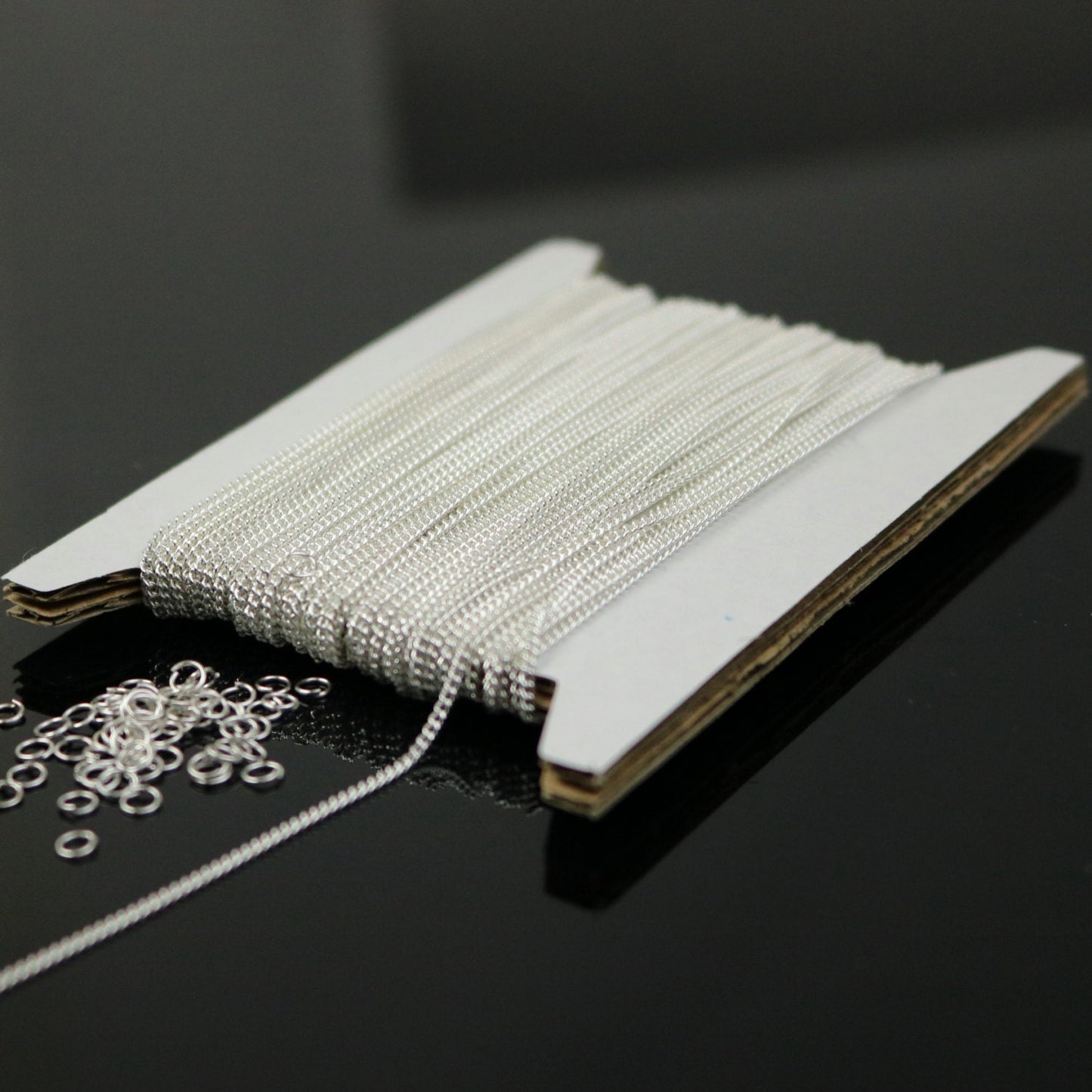 32 ft Reel Sterling Silver Plated FACET Tiny curb chain - 1.3mm soldered link - FREE adequate jump ring (20 pcs) - 1.3F