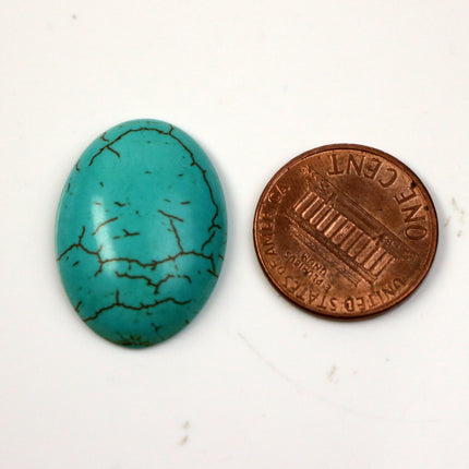 5 Sets 18x25mm Howlite Turquoise Oval Cabochon with Matching Antique Silver Bezel Pendant - 18x25mm 3/4c1 inch  6mm thickness