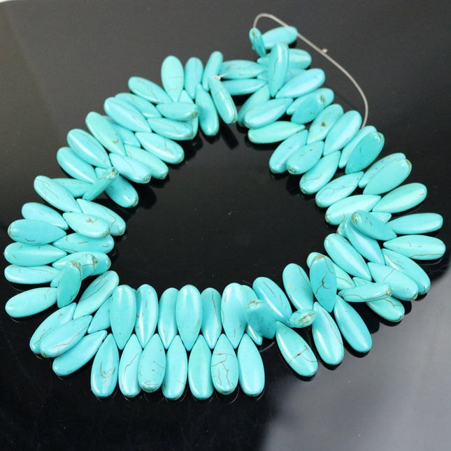 10 pcs of Howlite Turquoise Teardrop Allow Head  beads - 1 inch x 7/16 inch 5.5mm thickness - 25mmx11mm 5.5mm
