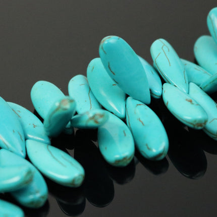 10 pcs of Howlite Turquoise Teardrop Allow Head  beads - 1 inch x 7/16 inch 5.5mm thickness - 25mmx11mm 5.5mm