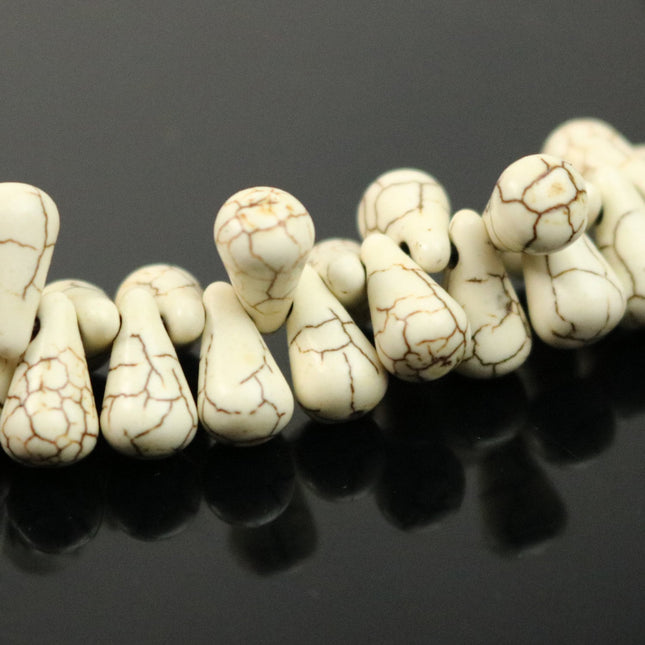 100pcs Howlite Turquoise IVORY Teardrop Briolette Drop Beads - 11x6mm