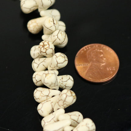 100pcs Howlite Turquoise IVORY Teardrop Briolette Drop Beads - 11x6mm