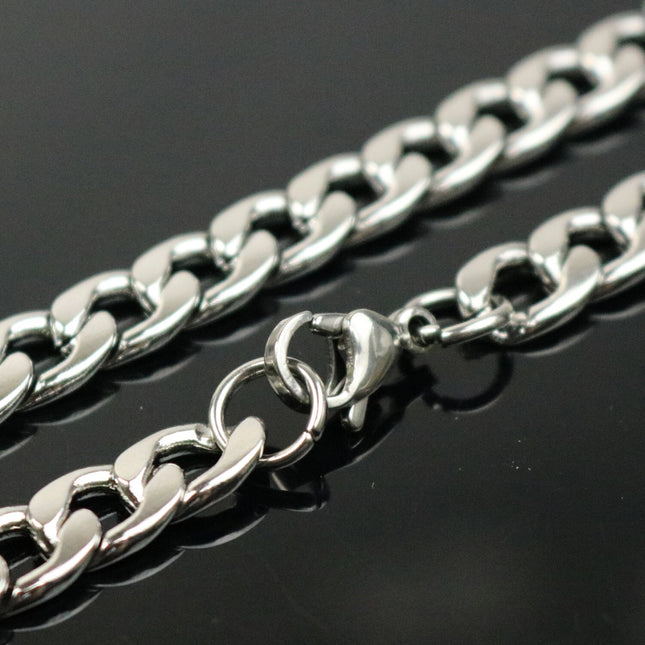 Stainless Steel Ready to Wear Chunky Cuban Curb Chain - 22 inch (55 cm) - 7.6mm width 2.0mm thickness Chunky Premade Chain
