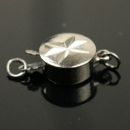 10 sets Box Clasp, Necklace Clasp Round Star - Rhodium Plated on Brass with Jump rings - 15x9mm - BC201