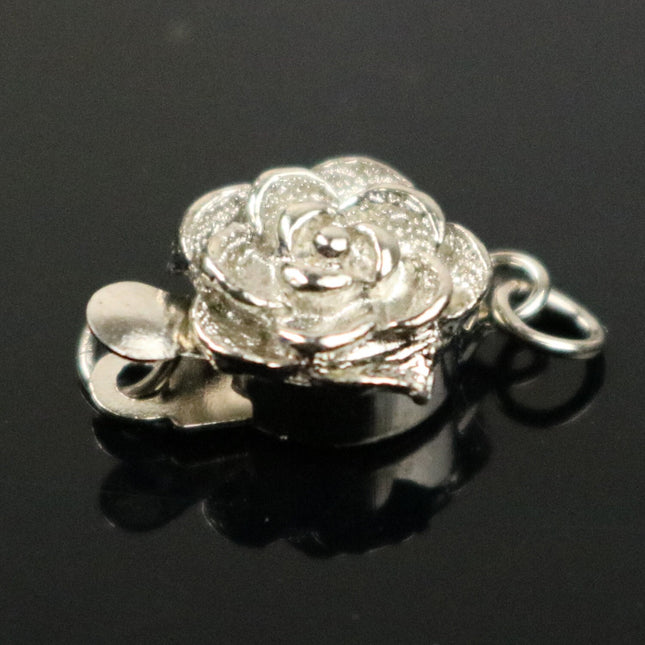 10 sets Box Clasp - Rhodium Plated Filigree Rose Box Clasp - 14x9mm - BC202