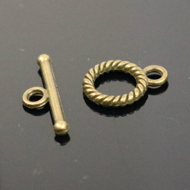 25 sets Toggle Clasps Antique Brass Rope