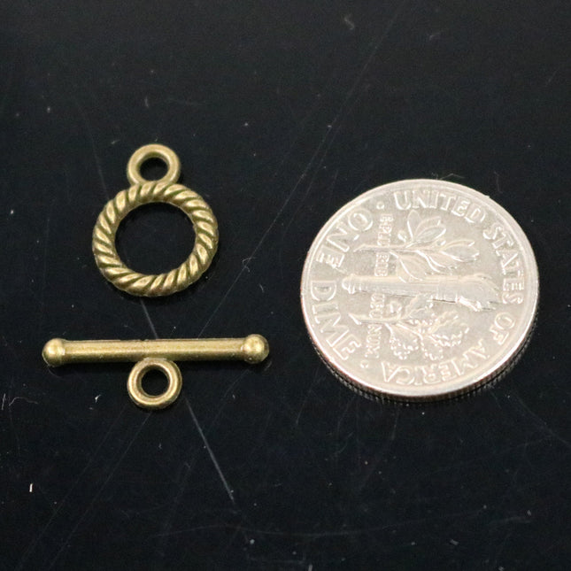 25 sets Toggle Clasps Antique Brass Rope