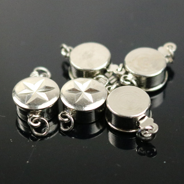 10 sets Box Clasp - Rhodium Plated Filigree Round Hex star Box Clasp - 15x9mm - BC206
