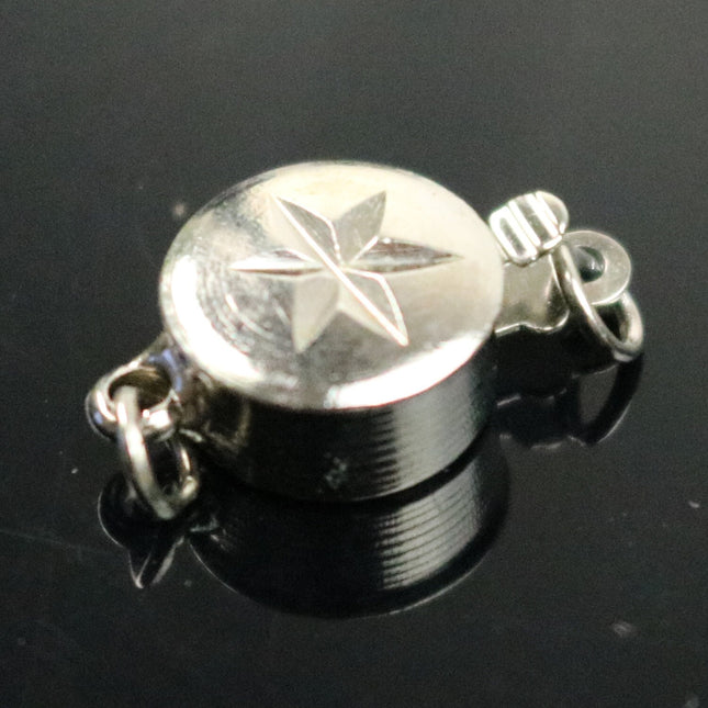 10 sets Box Clasp - Rhodium Plated Filigree Round Hex star Box Clasp - 15x9mm - BC206