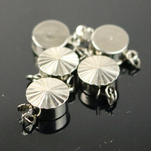 10 sets Box Clasp - Rhodium Plated Filigree Round Box Clasp - 15x9mm - BC207