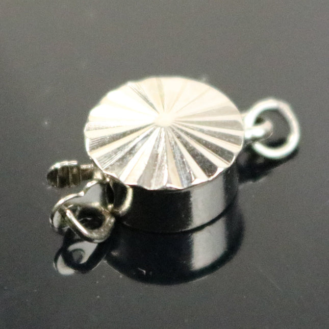 10 sets Box Clasp - Rhodium Plated Filigree Round Box Clasp - 15x9mm - BC207