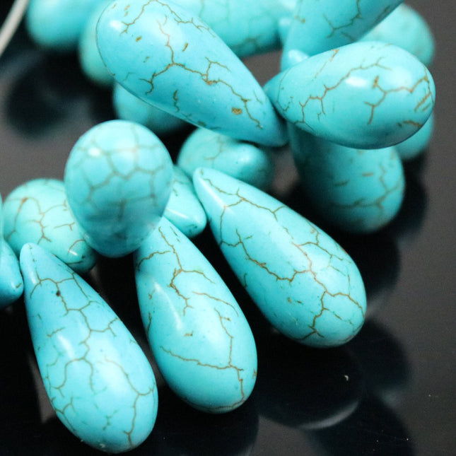 20pcs Howlite Turquoise Teardrop Briolette Drop - 11x26mm