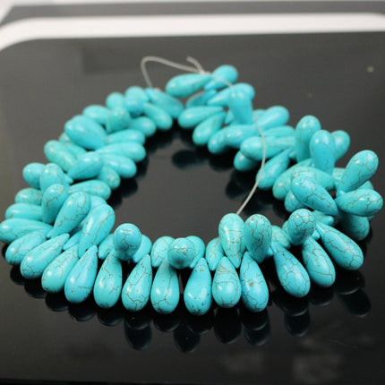 20pcs Howlite Turquoise Teardrop Briolette Drop - 11x26mm