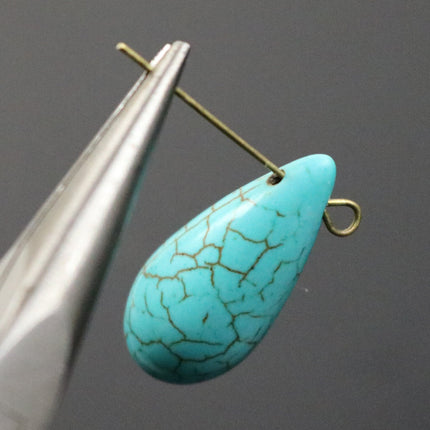20pcs Howlite Turquoise Teardrop Briolette Drop - 11x26mm