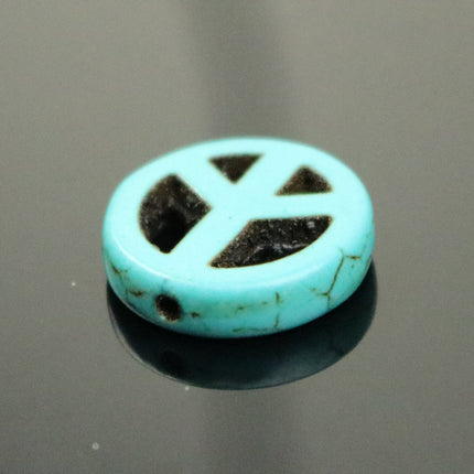 27pcs Howlite Turquoise PEACE Sign Beads - 15mm 3.6mm thickness