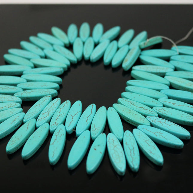 20 pcs Leaf Beads Howlite Turquoise Pendant Beads - 30x9mm 5mm thickness