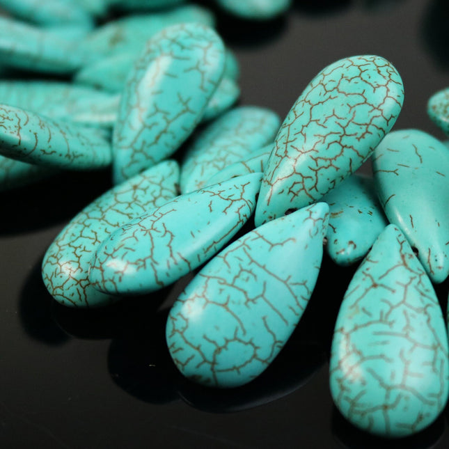 10 pcs of Howlite Turquoise Teardrop Allow Head  beads - 30x16mm 7.5mm thickness