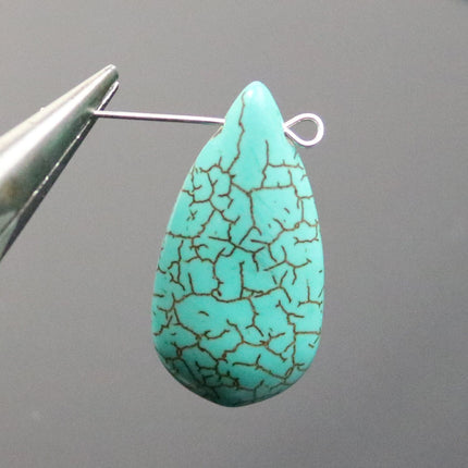 10 pcs of Howlite Turquoise Teardrop Allow Head  beads - 30x16mm 7.5mm thickness