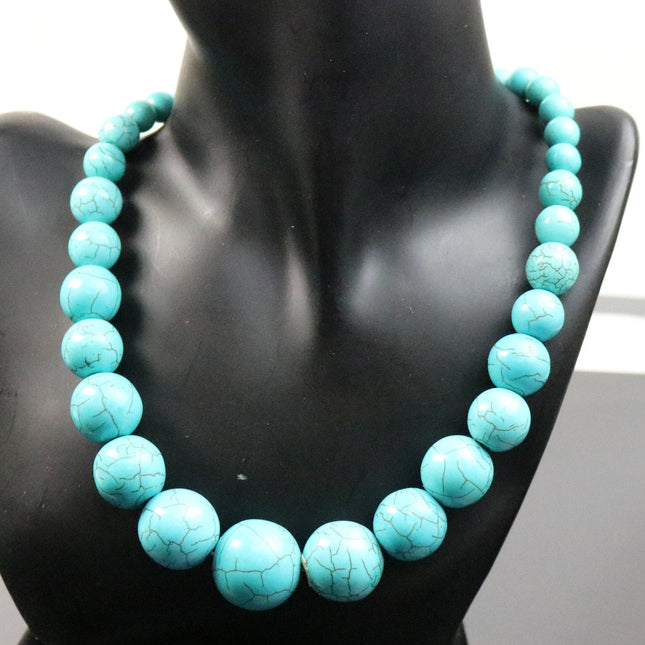 1 pcs of Howlite Turquoise Ready to Make Necklace Set - Graduate Necklace - 20mm, 18mm, 16mm, 14mm, 12mm, 10mm, 8mm beads - DIY Necklace