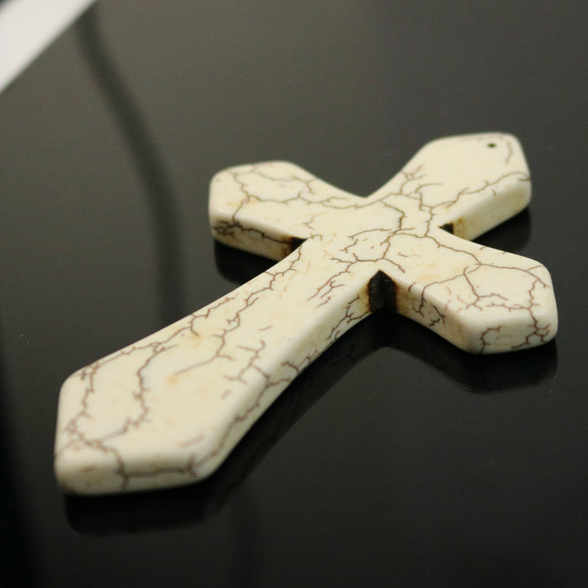 1 pcs Cross Pendant - Howlite Turquoise HUGE CROSS Pendant - 86x56mm 6.5mm thickness