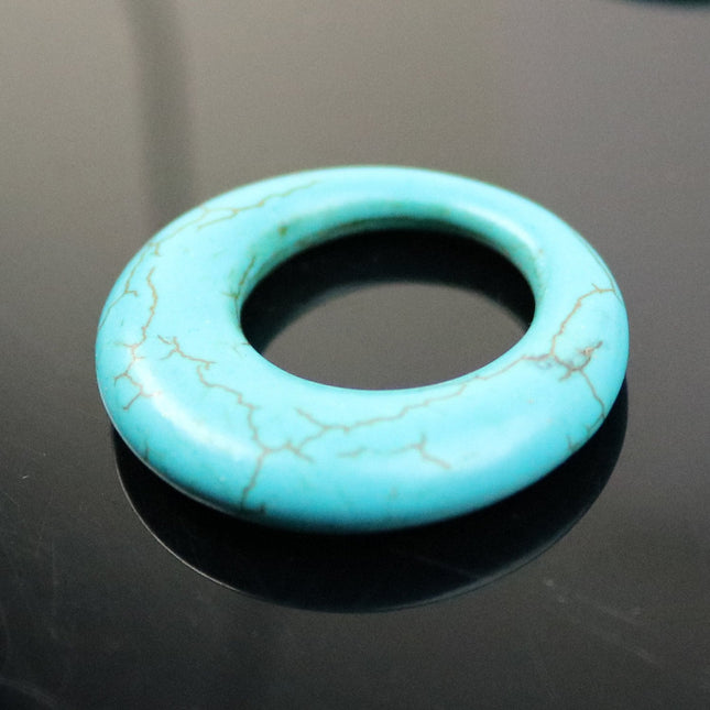 2 pcs Howlite Turquoise Donut Beads - 33mm-35mm 6.8mm thickness